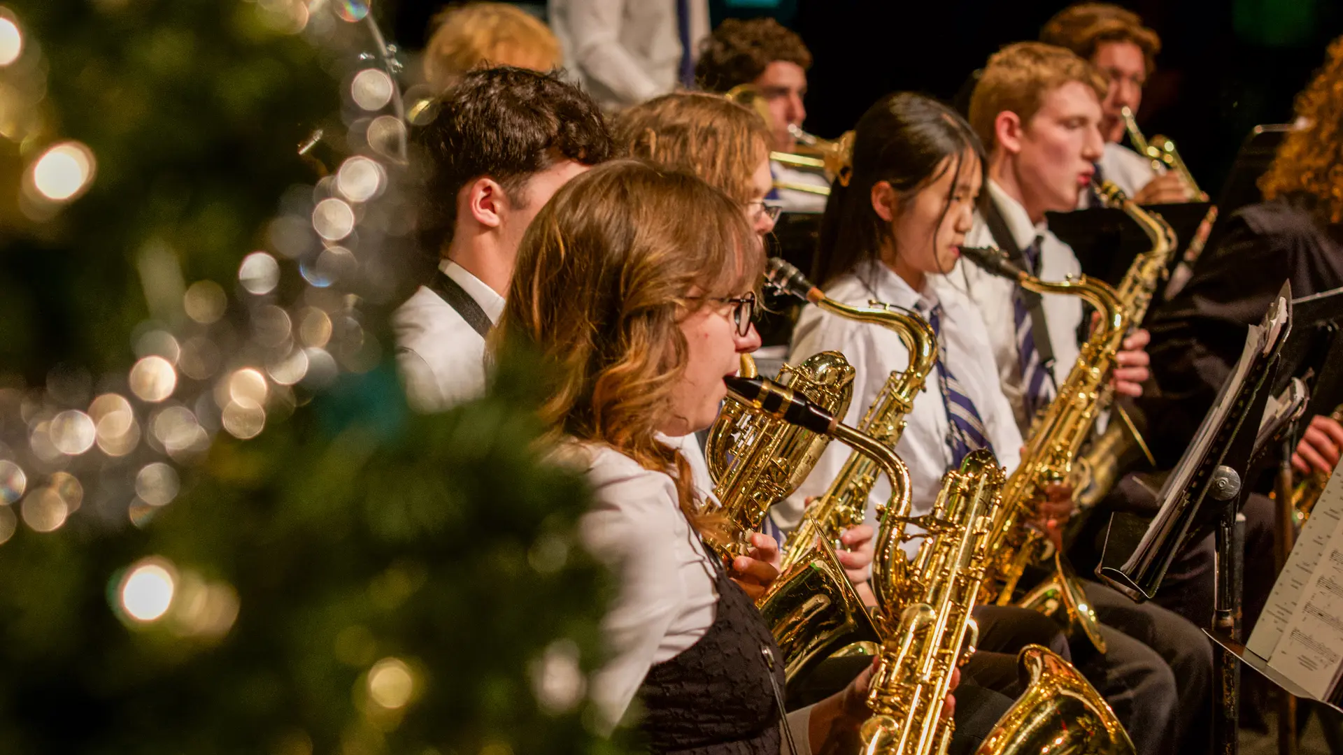 concierto instrumental de Navidad en el curso escolar en estados unidos en Fryeburg Academy